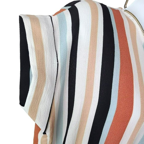 J for Justify Women's Dress Grated Multicolor Cap Sleeves Earth Tones Blouson - Picture 4 of 11